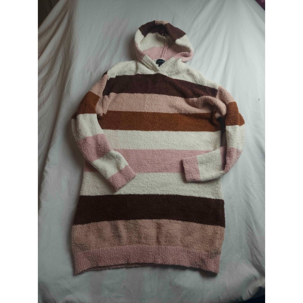 Say What Sweater Womens Medium Multicolor Striped Fleece‎ Hoodie Pullover Cozy